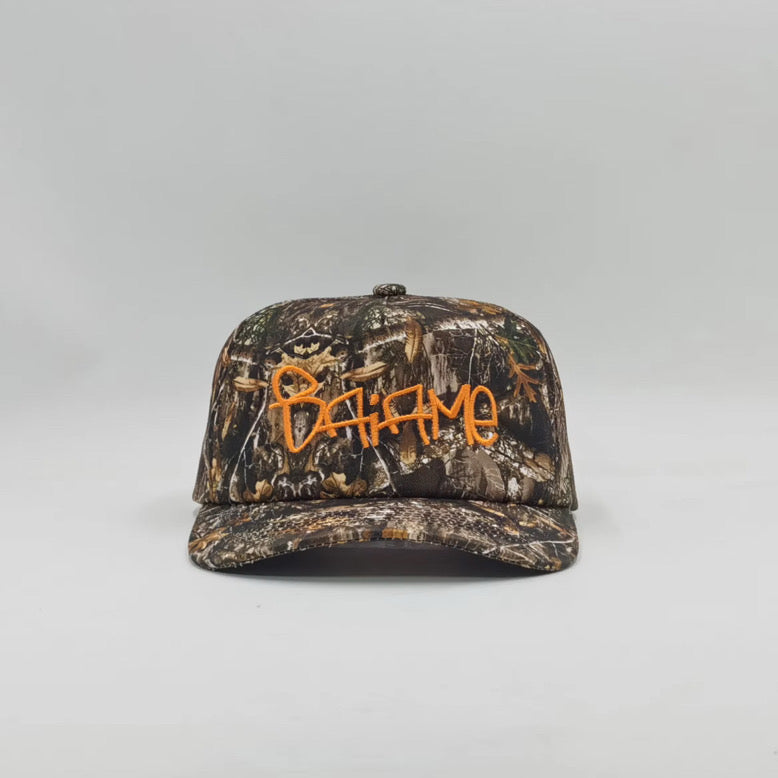 Tree Camo Orange Embroidered Baiame Cap
